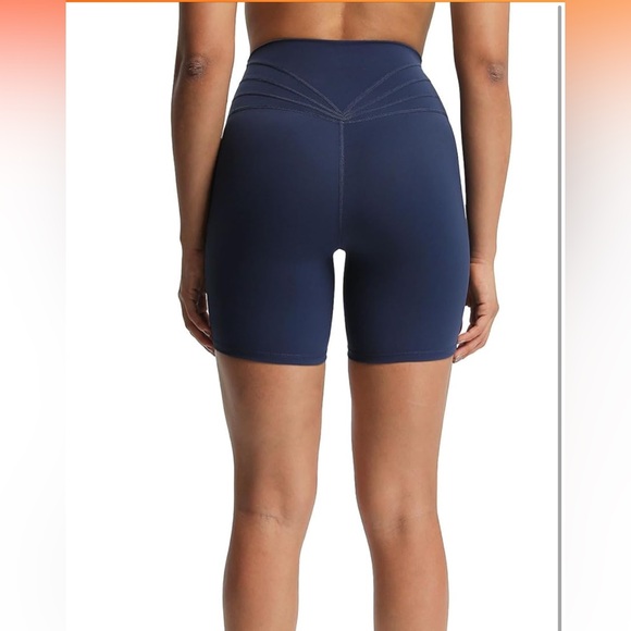 Aoxjox Trinity Workout Biker Shorts 6” • Small • Navy - Picture 3 of 6